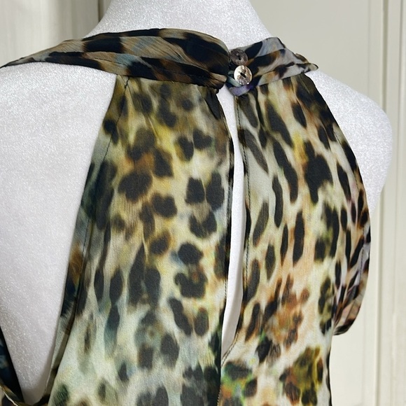 Boston Proper Women’s Leopard Print Top Blouse Size 12 Chiffon Tiered - Picture 6 of 8
